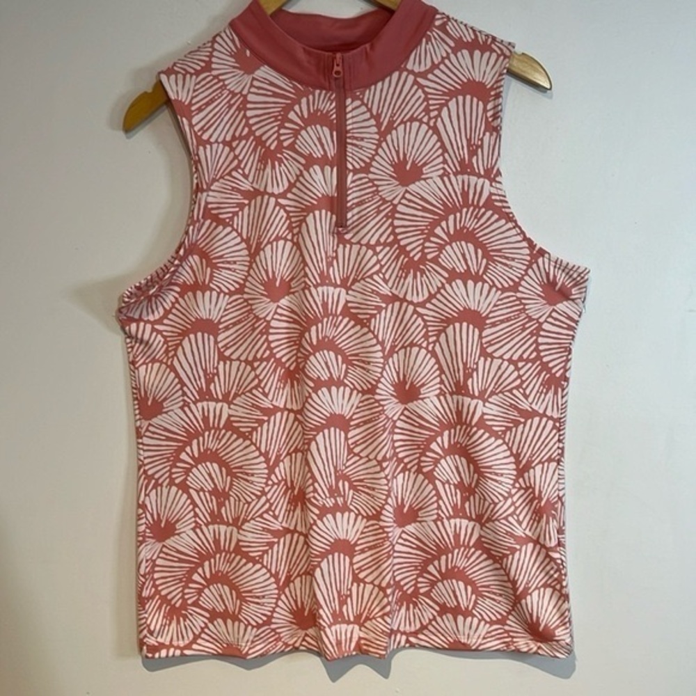 Tommy Bahama Woman’s Golf Sleeveless Top Pink Tropical Floral Palm size Large